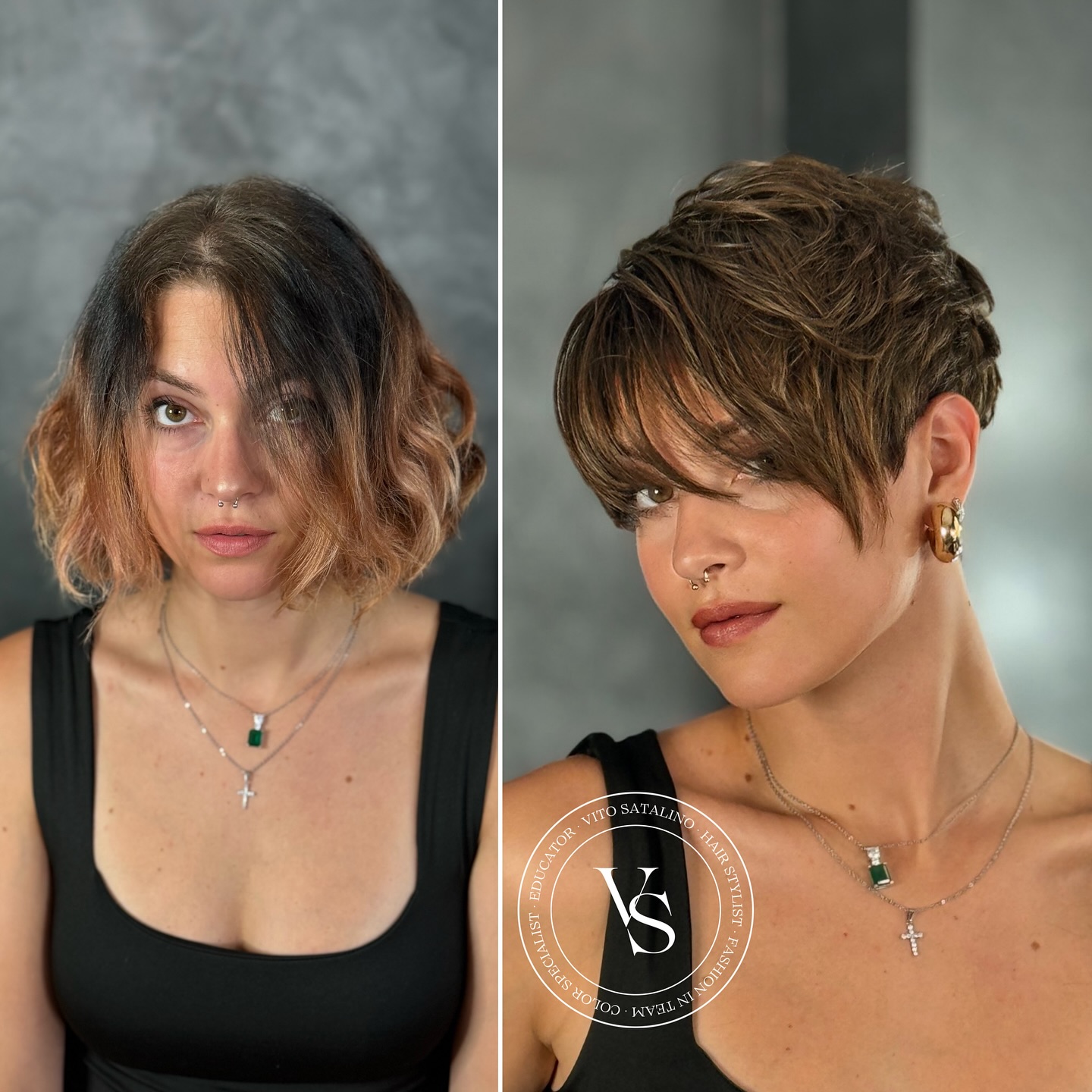 Layered Pixie with Long Bangs and Highlights